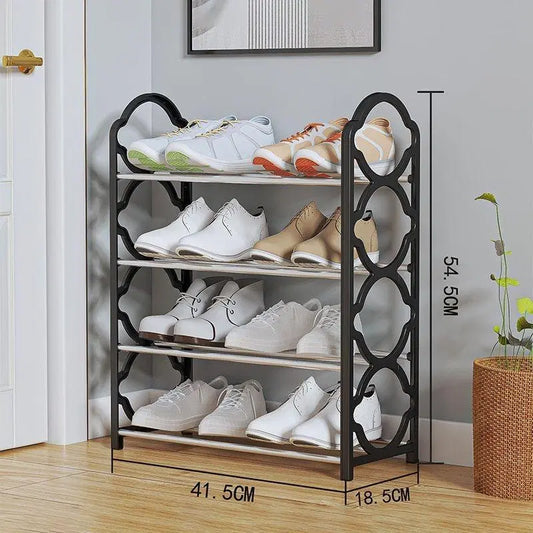 4-Layer Durable Compact Black Shoe Rack